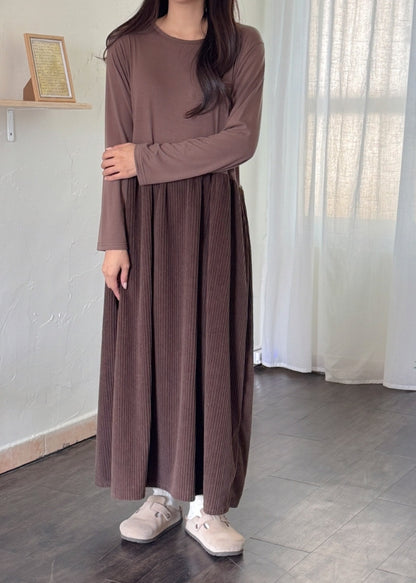 골덴 레이어드 긴팔원피스