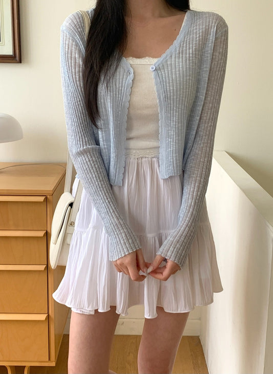 브이넥 시스루 가디건