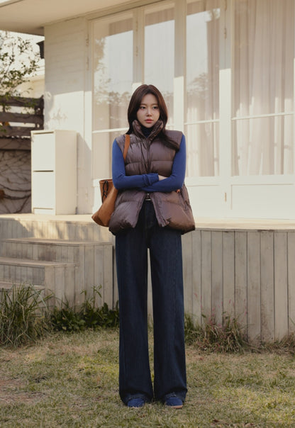 (NEW)절개 하이웨스트 와이드 청바지 S-2XL 3단기장