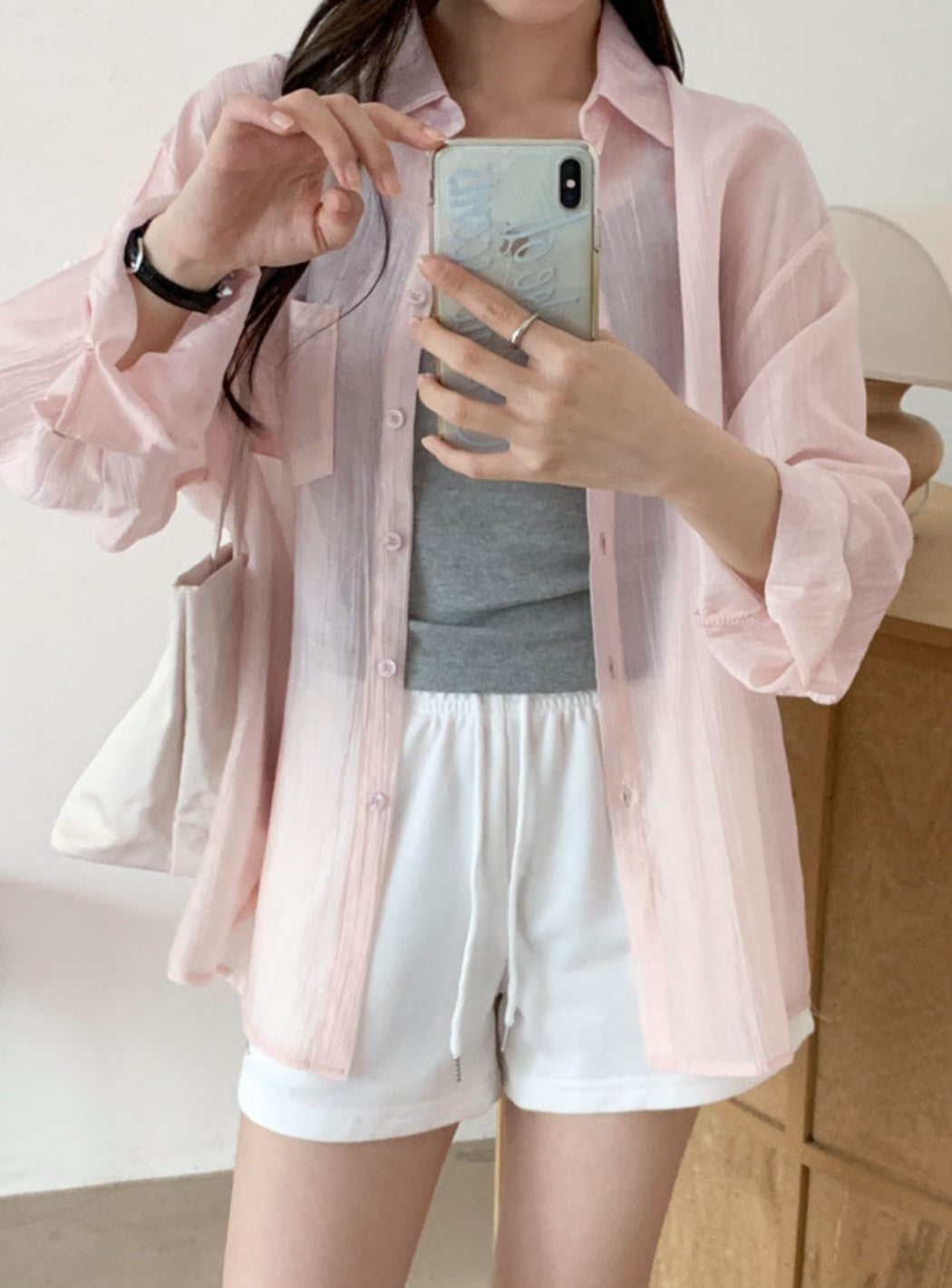 ☀️시어 시스루 루즈핏 셔츠