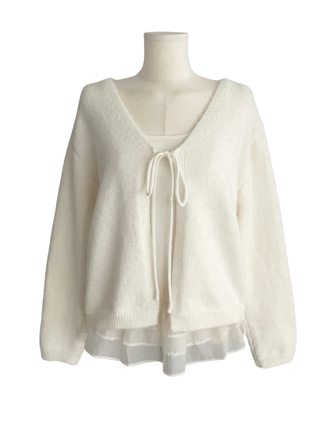 ⏩️ 리본 가디건 & 프릴 끈나시 Set