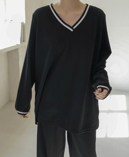 배색 와이드팬츠 Set (~2XL)