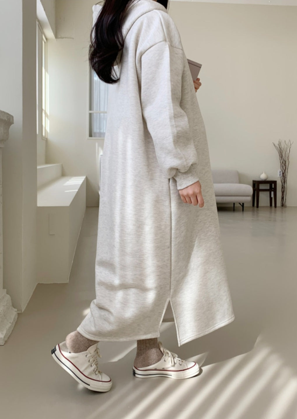 후드 롱 원피스