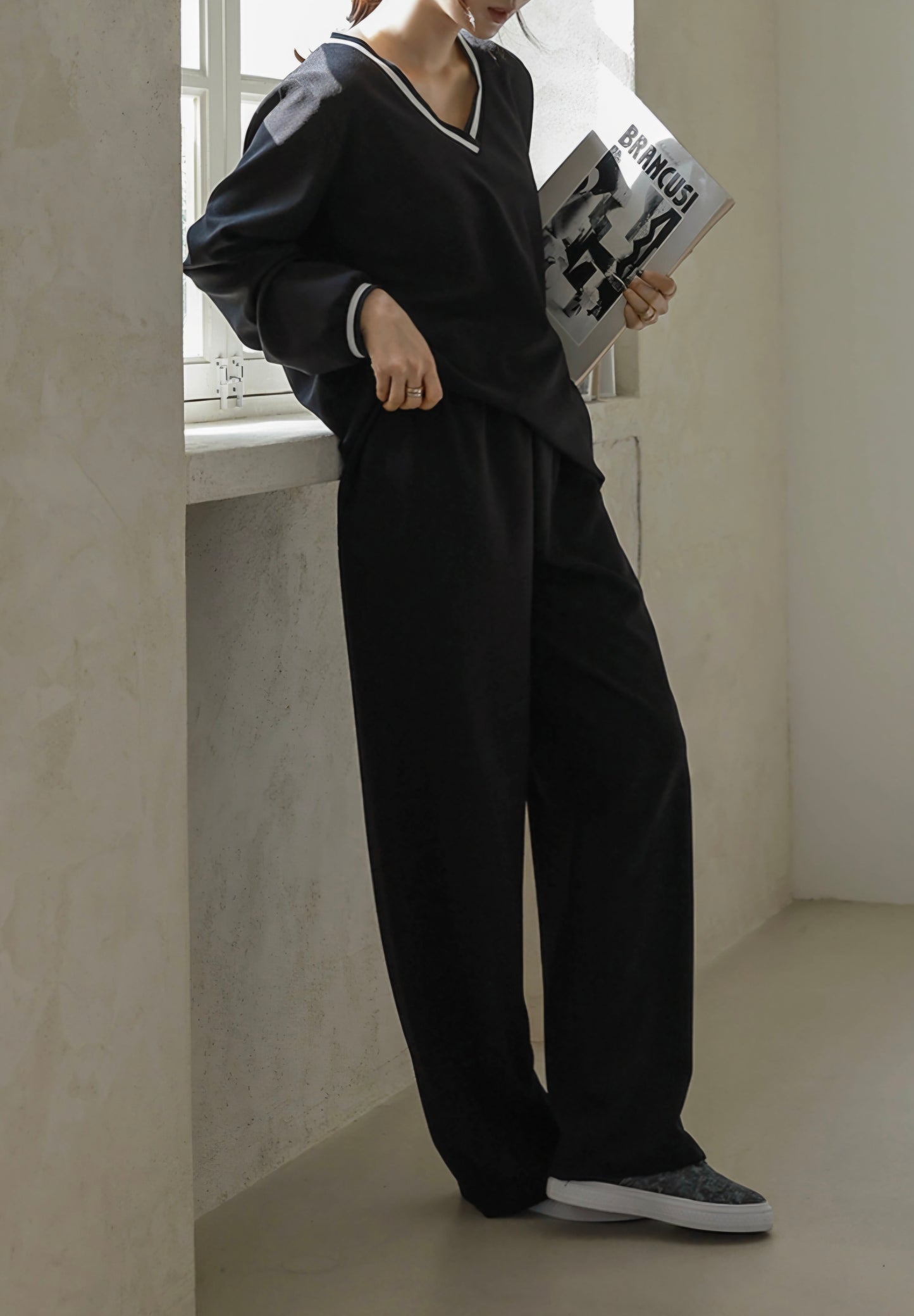 배색 와이드팬츠 Set (~2XL)