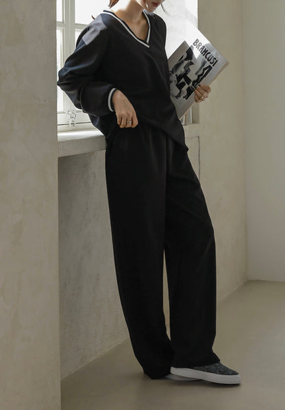 배색 와이드팬츠 Set (~2XL)