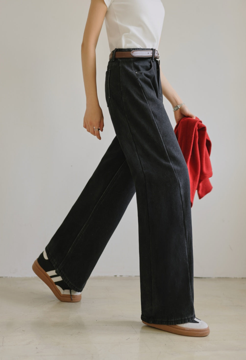 (NEW)절개 하이웨스트 와이드 청바지 S-2XL 3단기장