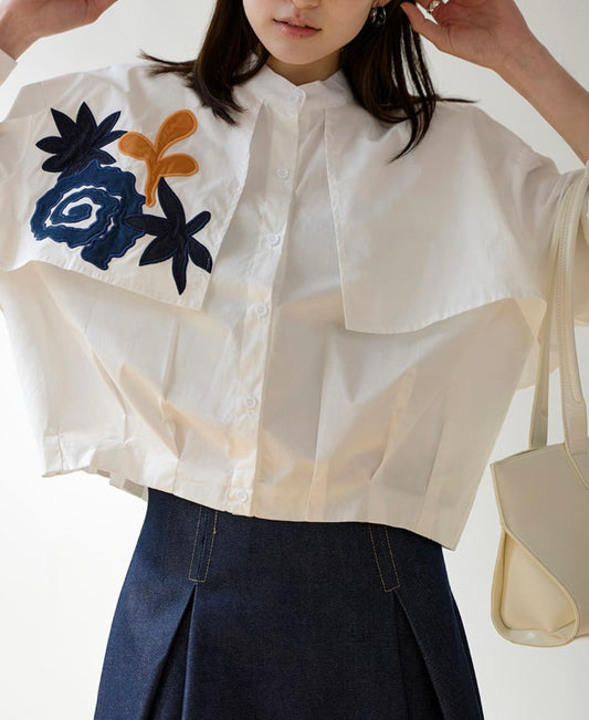 ⏩️아트워크 케이프 블라우스