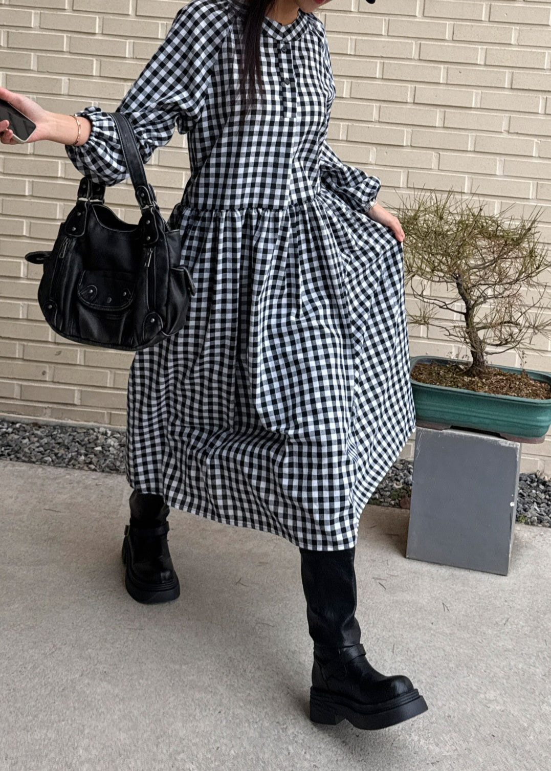 ⏩️ 체크 아방 롱원피스