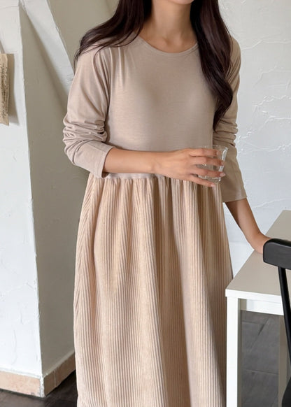 골덴 레이어드 긴팔원피스