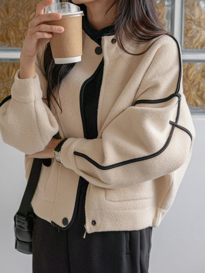 포인트 집업 니트 자켓