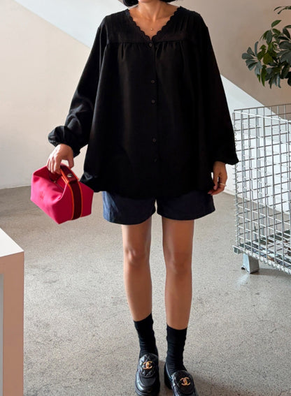 올리비아 핀턱 블라우스