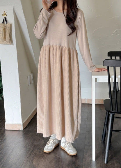 골덴 레이어드 긴팔원피스