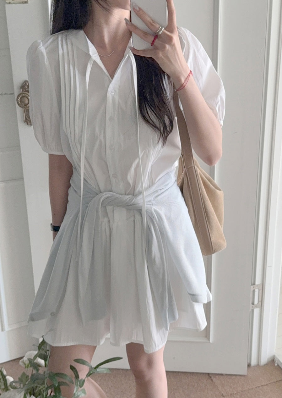 ☀️베리 핀턱 퍼프 미니원피스