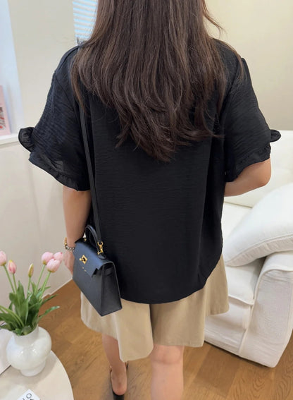 프릴 링클 블라우스