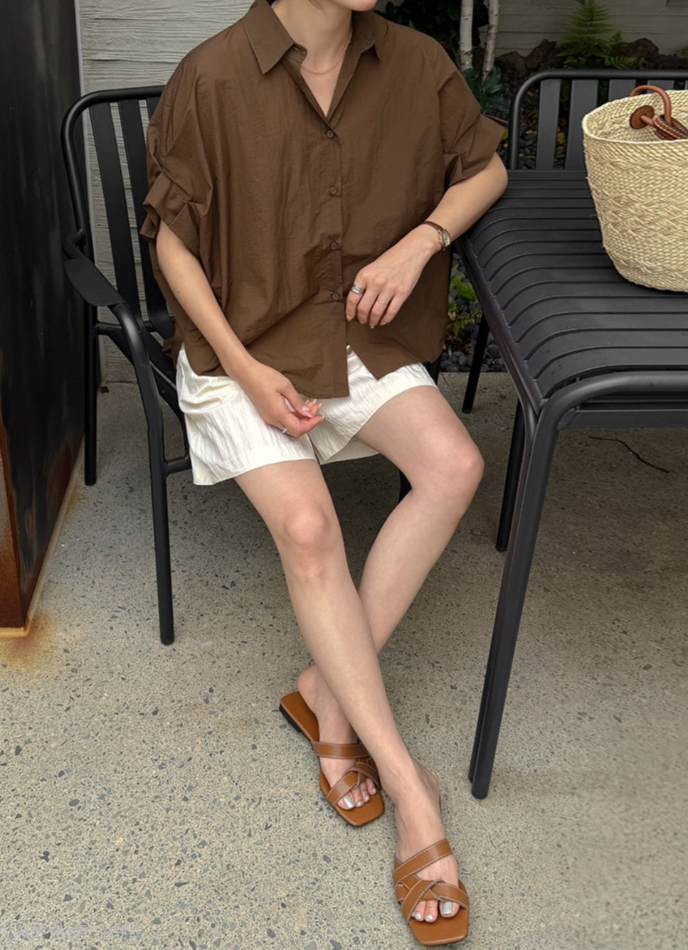☀️핀턱소매 셔링 셔츠