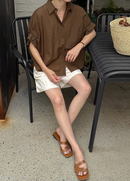 ☀️핀턱소매 셔링 셔츠