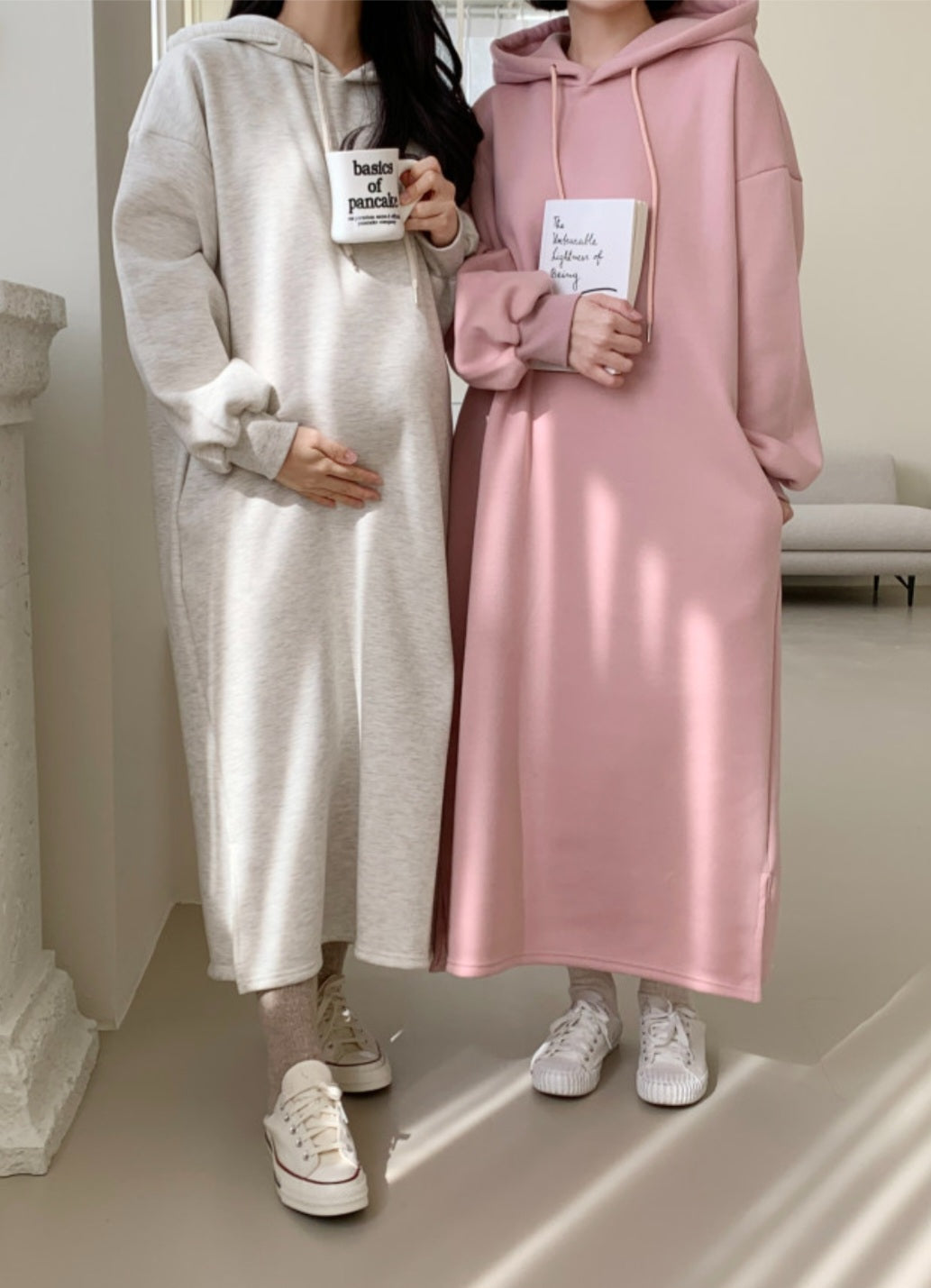 후드 롱 원피스