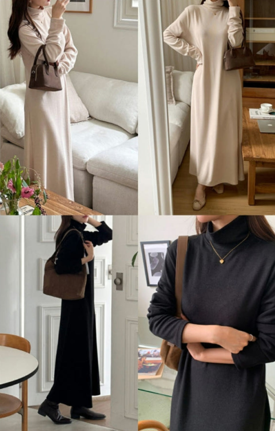 터들넥 루즈핏 니트 롱 원피스