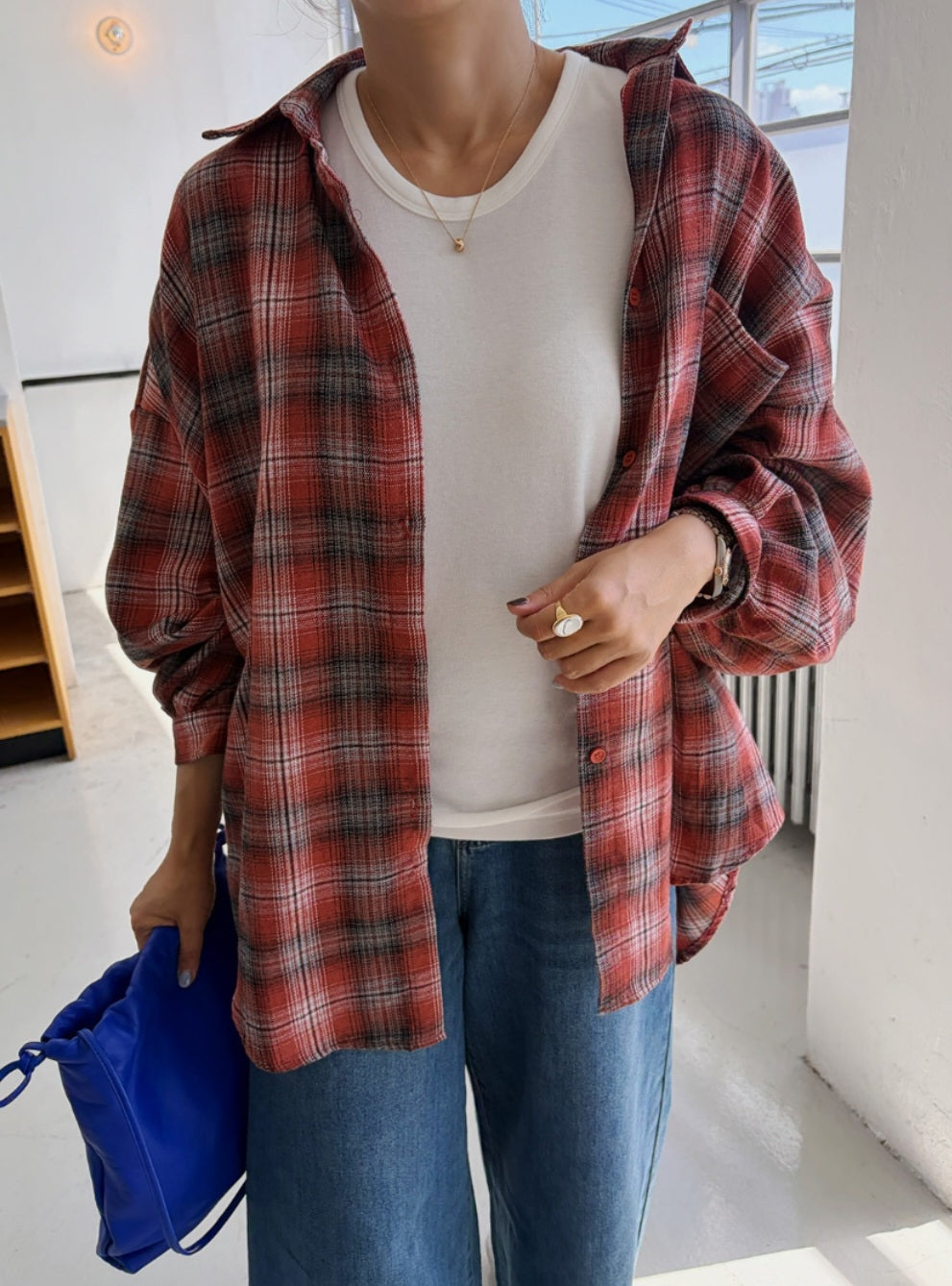체크 박시 셔츠