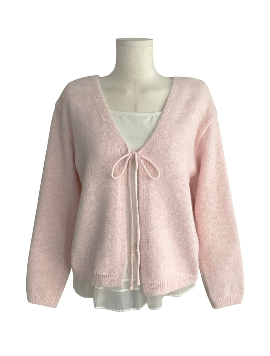 ⏩️ 리본 가디건 & 프릴 끈나시 Set