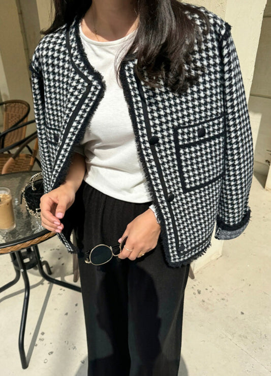 체크 울니트 자켓