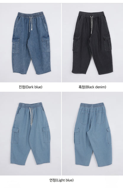 🏖 카고포켓 8부 배기 데님팬츠